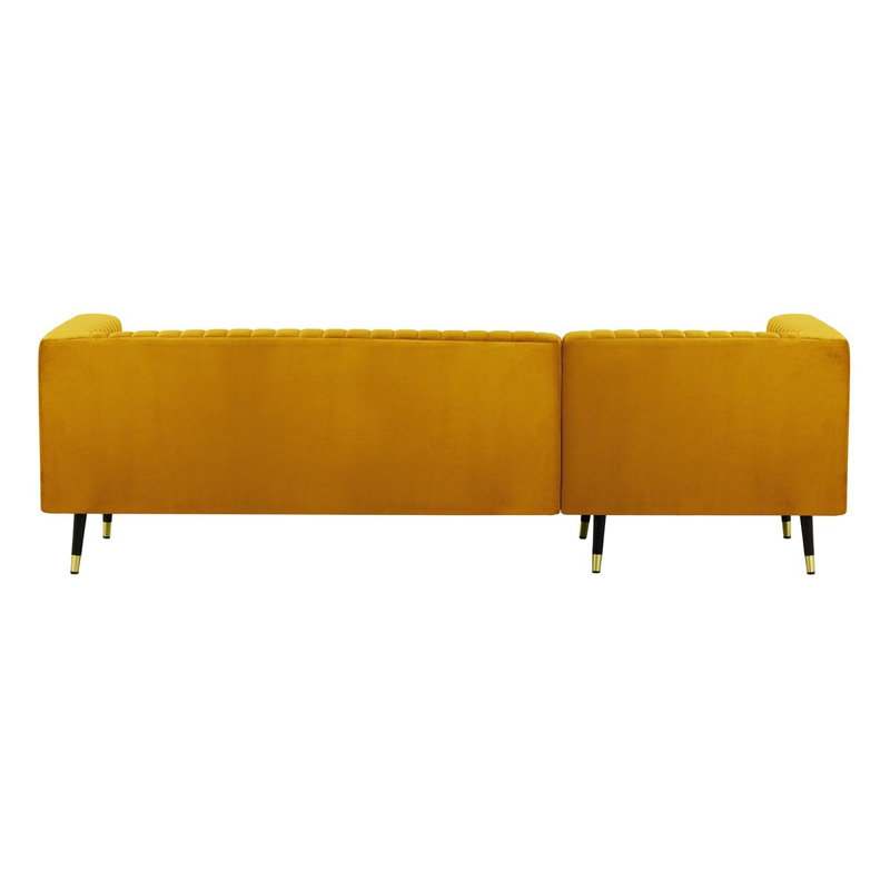 Monaville 4 Seater Velvet Sofa & Chaise, Left Hand Facing, Yellow
