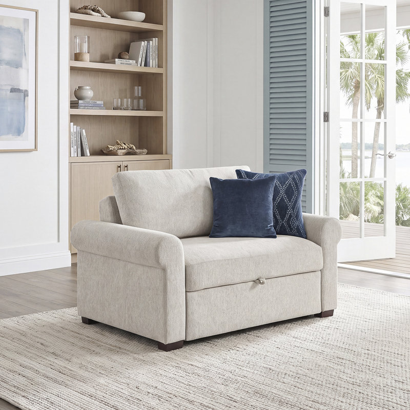 Chaise convertible en demi-fibre et en demi-lit 60,5 po Marlborough, Beige