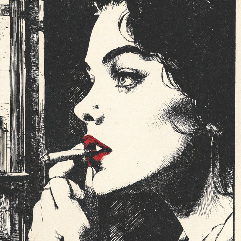 «Red Lips Noir», art mural sur toile tendue, H 30 po x l 30 po