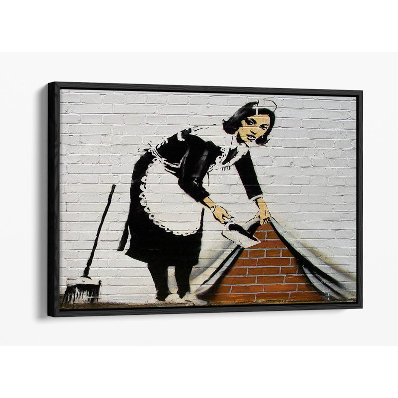 Banksy looting soldiers graffiti Canvas Floater Frame Print Picture Art - Black Frame, 30.48 cm H x 45.72 cm W, Black