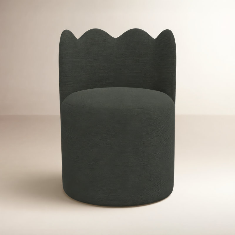 Wavy Back Dining Chair, Classic Black Linen