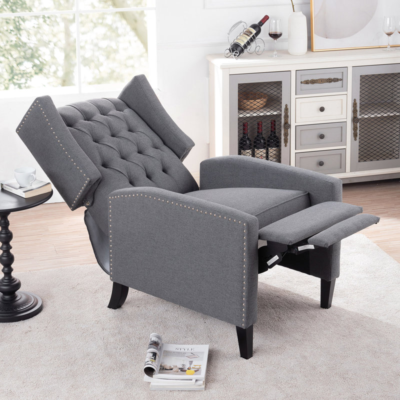27.16" Wide Manual Wing Chair Recliner, Gray Fabric