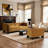 Upholstered Orange Velvet 2-Seater Modern Curved Arm Design Sofa With Solid Wood Legs-271496390