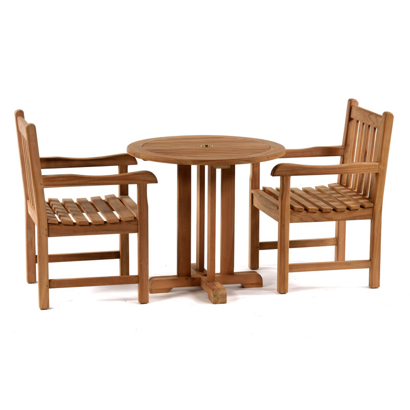 Bartolomeu 2 - Person Teak Wood Patio Dining Set with Round Table