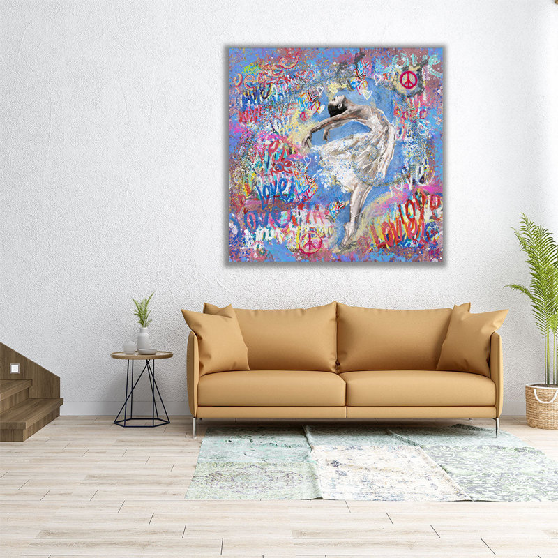 Graffiti Ballerina 1 - reproduction d'art sur toile, H 20 po x l 20 po