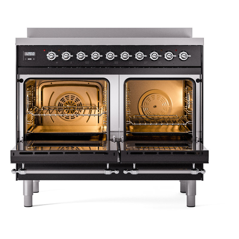 ILVE Nostalgie II 40 in Induction Range, Glossy Black/Chrome