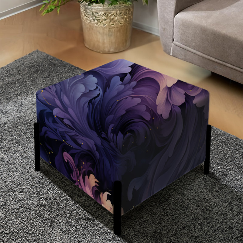 Celestial mauve damassé Mirage - repose-pieds carré damassé