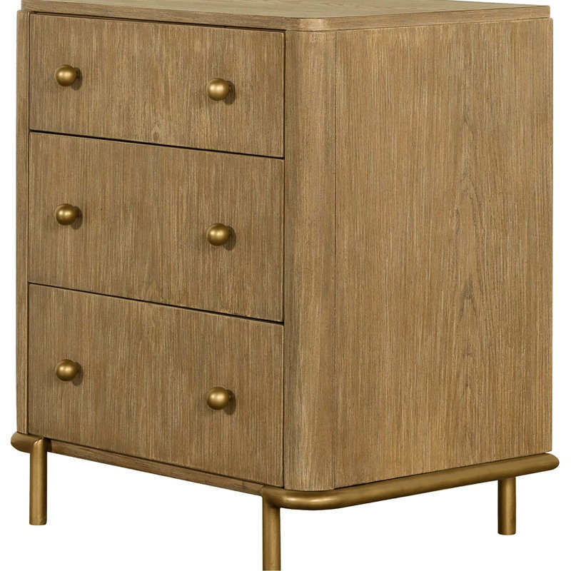 Table de chevet contemporaine à 3 compartiments avec compartiment brun