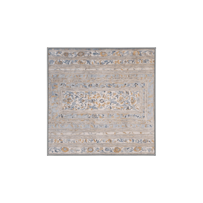 Machine Washable Gray Area Rug, Square 5'