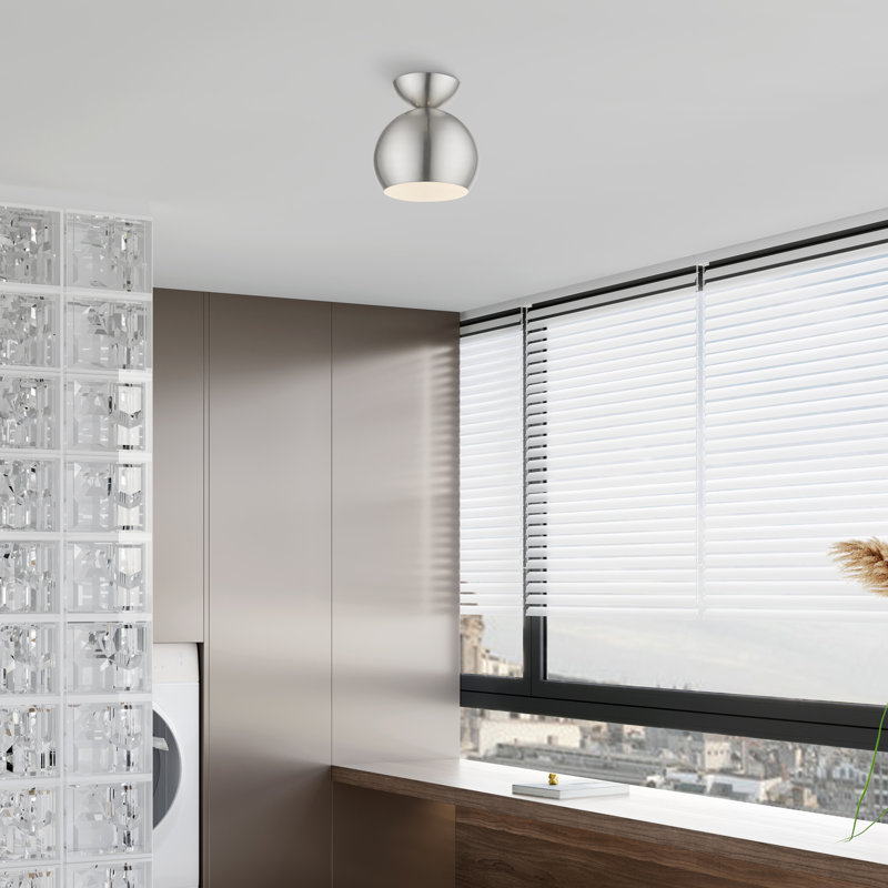 Plafonnier semi-encastré 8 lumières Dianara, Nickel brossé, Nickel brossé / blanc brillant