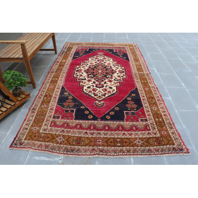 Anatolian Turkish Vintage Area Rug - Handmade Wool Salon Rug with Rare Oriental Design