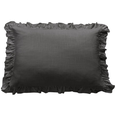 Lily Washed Linen Ruffled Romantic Farmhouse 27x39 inch Dutch Euro Pillow