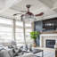 Kaelig 42" Crystal  Invisible Ceiling Fan Light with Remote Control, Retractable Fan Blades