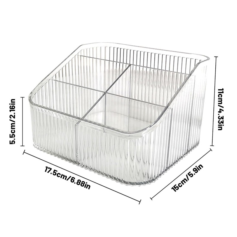 Acrylic Makeup Organiser, Transparent 5 Grids