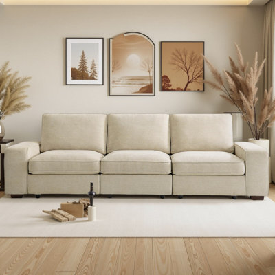 Avanthika 101" Modular Sectional Sofa Chenille Couch with Storage Space  & USB Ports For Living Room