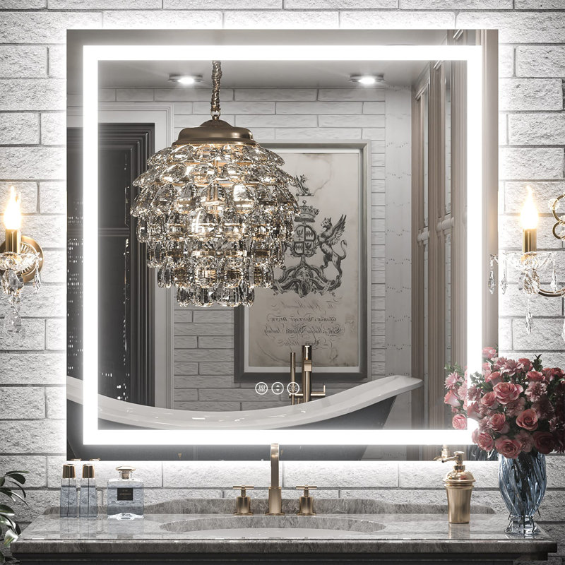 Miroir de salle de bain Molly Framelss, 36 po x 36 po, Transparent