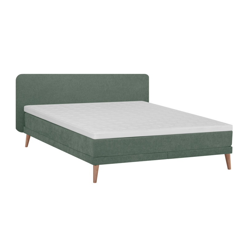 Akinruntan Upholstered Bed with Mattress, Moss, 180 x 200 cm