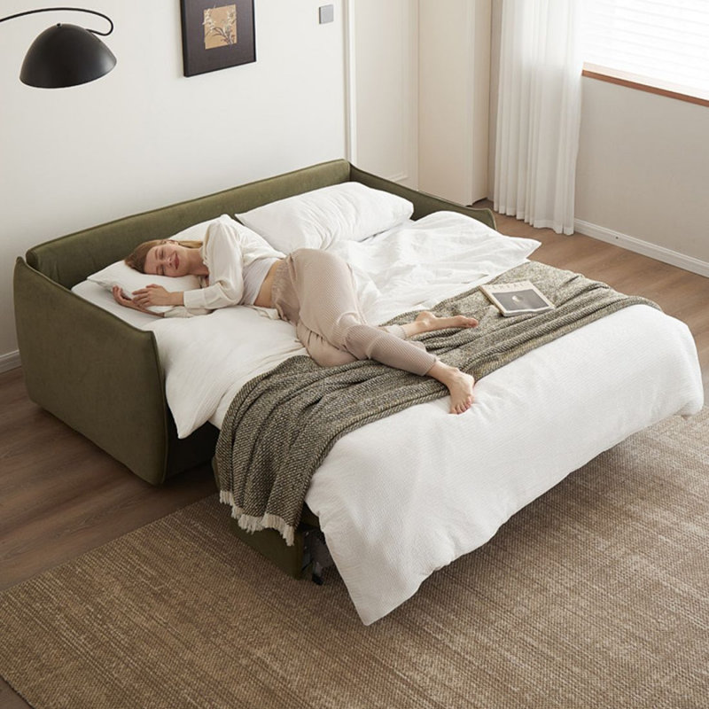 Canapé convertible 66,93 "en velours Olive Tech, 66.93"W*41.34"D*38.58"H