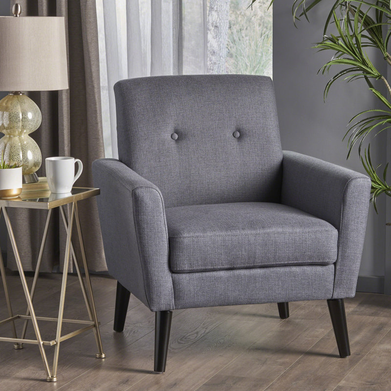 Celyn Upholstered Armchair, Dark Gray Polyester