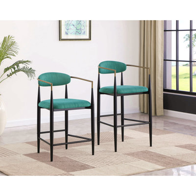 Chaise de bar rembourrée en tissu (ensemble de 2)