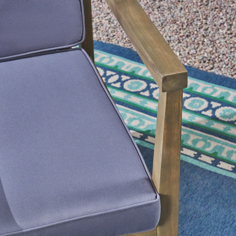 Adalhard Acacia Outdoor Lounge Chair, Gray Frame/Dark Gray Cushion