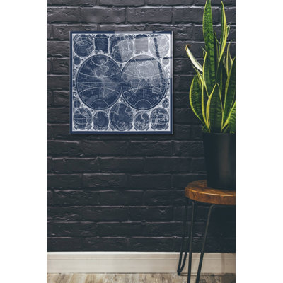 «World Globes Blueprint» par Vision Studio, art mural en verre acrylique