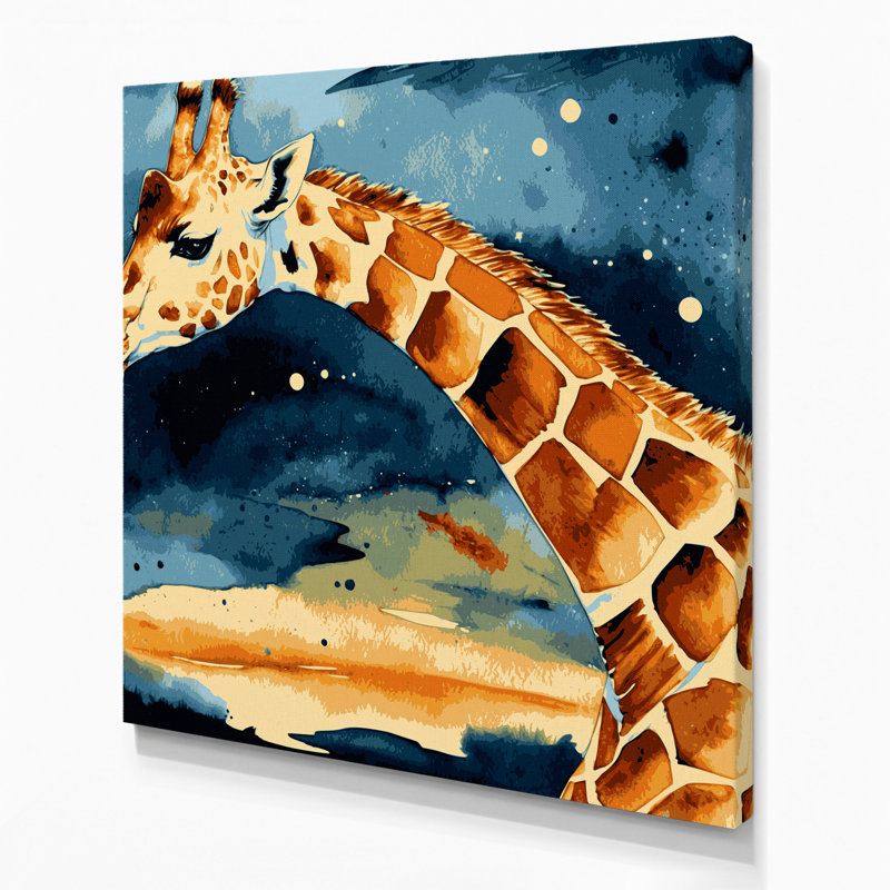 Faune girafe sur toile, art mural gris, H 12 po x l 12 po