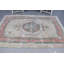 Grand tapis turc beige rétro idéal pour la salle à manger ou la chambre à coucher à thème tribal