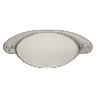 Poignée coquille ovale en nickel satiné 2 1/4 po