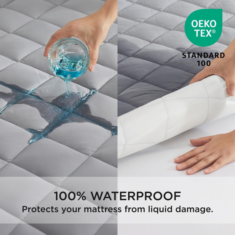 Bedsure Quilted Waterproof Mattress Protector, Gray, Twin