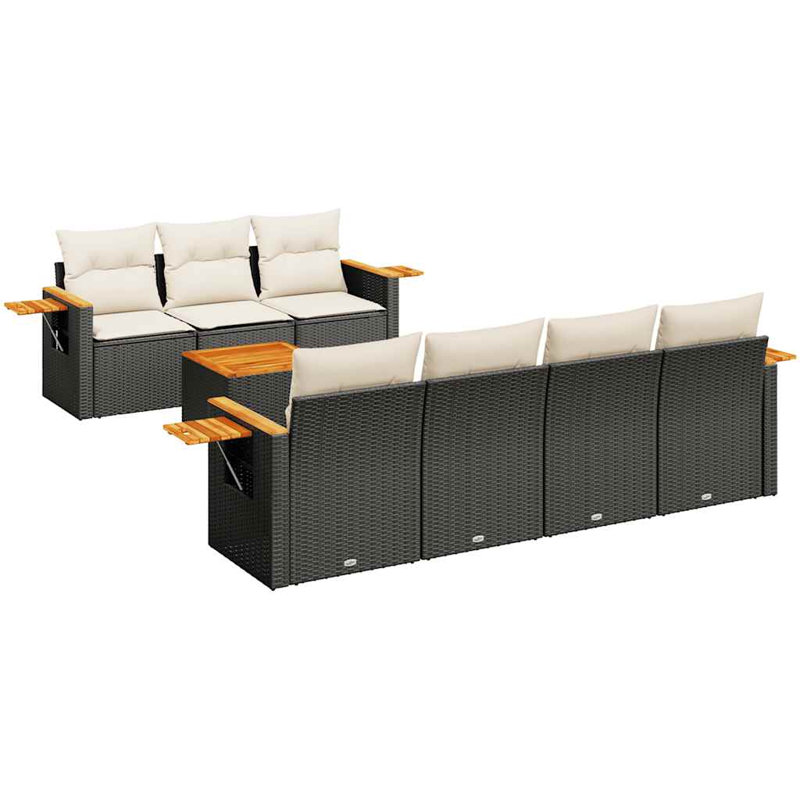 Ensemble de canapé de jardin Vidaxl noir, blanc crème