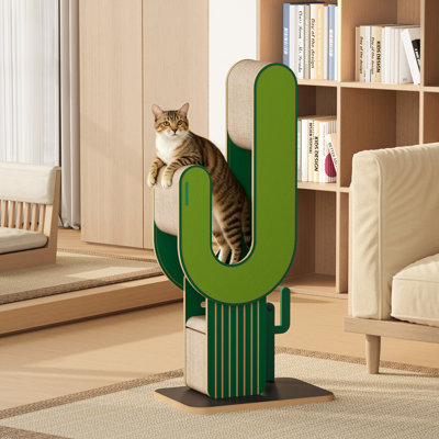 Cactus Cat Tree, Multi-Level Cat Scratching Post, Tall Corrugated Cardboard Cat Scratcher Tower with Stable Base for  Kittens & Adult Cats