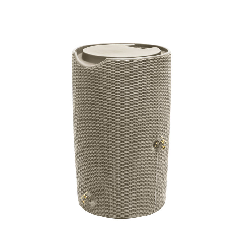 Desert Sand Wicker 50-Gallon Flat Top Rain Barrel