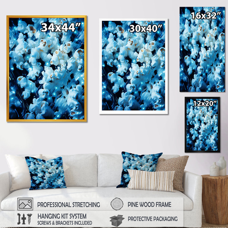 Écran bleu et argenté Popcorn Elegance - Popcorn Wall Art, H 40 po x l 30 po x P 1,5 po