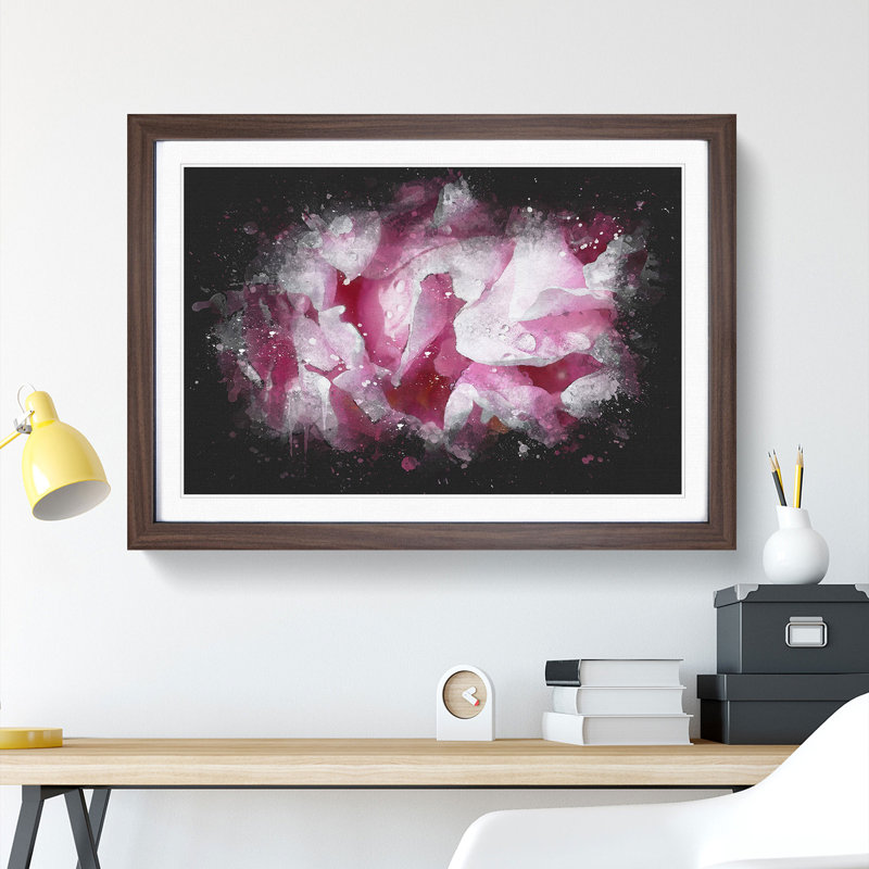 Beautiful Pink Carnation Petals - Single Picture Frame Print on MDF, 24cm H x 33cm W x 2cm D, Walnut Framed