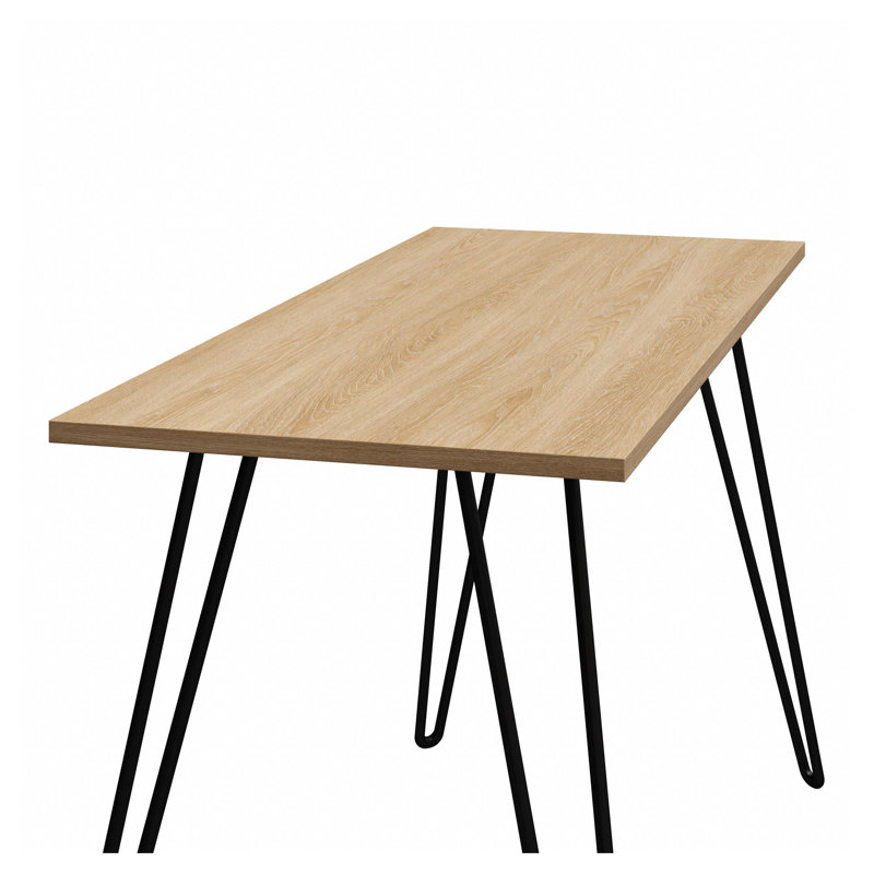 Owen Modern Industrial Writing Desk with Walnut Wood Top and Black Metal Hairpin Legs - Compact Home Office Workstation for Small Spaces