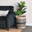 Large Cattail and Paper Pillar Basket with Integrated Handles and Black
