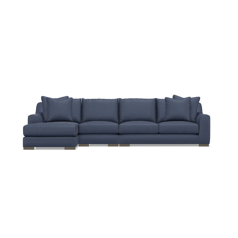 Gabi 3-Piece Fabric Sectional, Blue Polyester, 35" H x  135" W x 63.5" D, Left Hand Facing