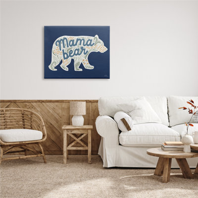 «Stupell Industries Blue Mama Bear Botanicals», art mural sur toile par Laura Marshall