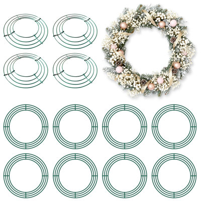 Cadres pour couronnes en fil de fer vert de 45 cm (18 po), paquet de 12, construction soudée robuste pour la confection de couronnes, les projets d'artisanat DIY et la décoration des fêtes de Noël et du Nouvel An
