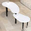 Table basse ovale rotative à 360 degrés avec plateau de table en pierre frittée, 18 mm, pieds en bois d'hévéa massif, 4 couleurs, idéale pour la décoration de la salle à manger