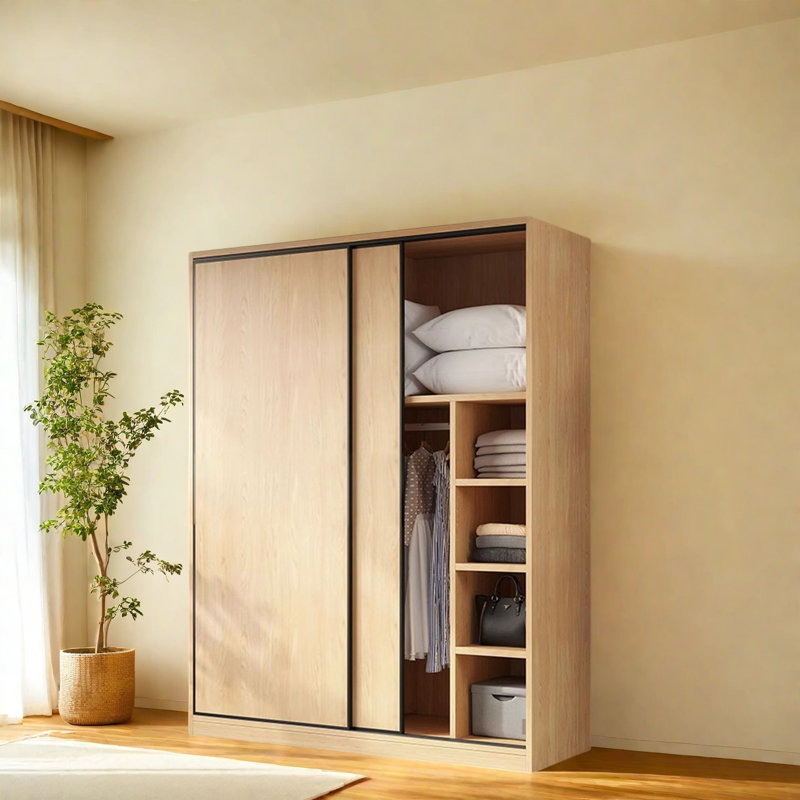 Simple Solid Wood Wardrobe, 79" H x 55" W x 24" D
