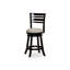 Tabouret pivotant à dossier à lattes de 24 po de hauteur comptoir, finition espresso, siège en tissu beige-1080185719-1080185674