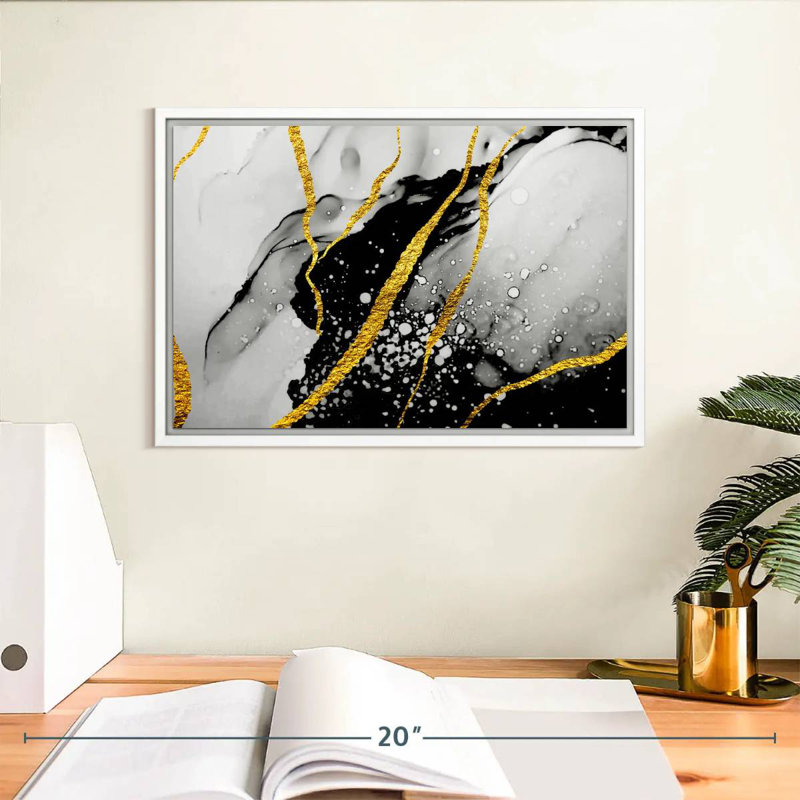 Feuille d'or Catriona, Cadre flottant blanc, 13 po x 9 po