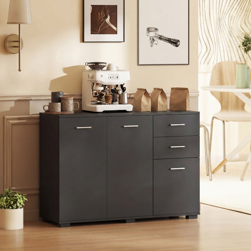 Sideboard, Matte Black/Polished Chrome