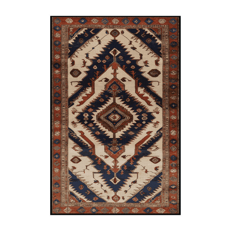 Machine Washable Persian Brown Area Rug, Rectangle 5' x 8'