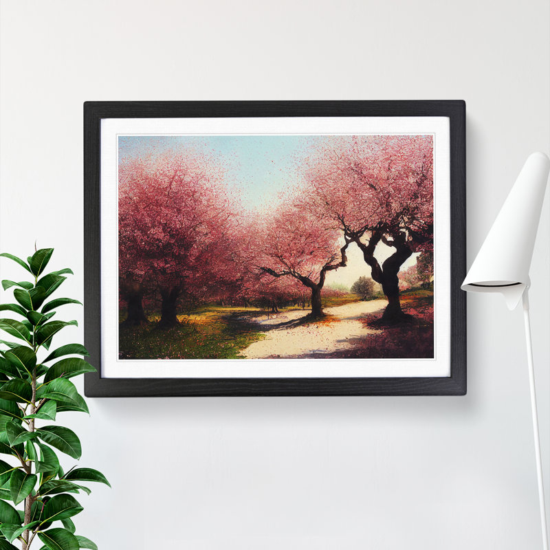 Sparkling Cherry Blossom Trees - Framed Print, Black, 25cm H x 34cm W x 2cm D