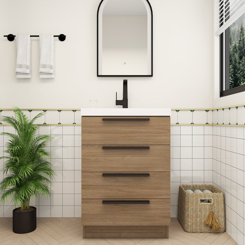 Meuble-lavabo autoportant Carla, Chêne français foncé, 24"