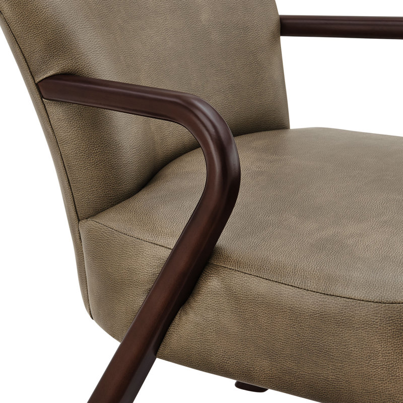 Fauteuil d'appoint rembourré en similicuir Arden, Champignon, Brun