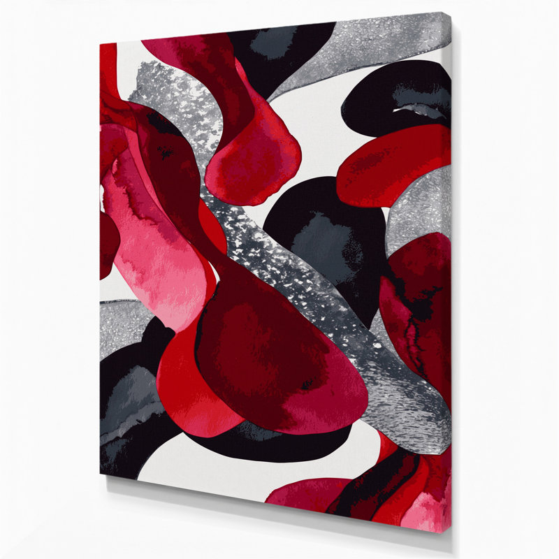 Abstrait aquarelle 29, art mural sur toile rouge, H 36 po x l 24 po